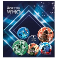 BP0501 Dr Who button 6 pack Retro